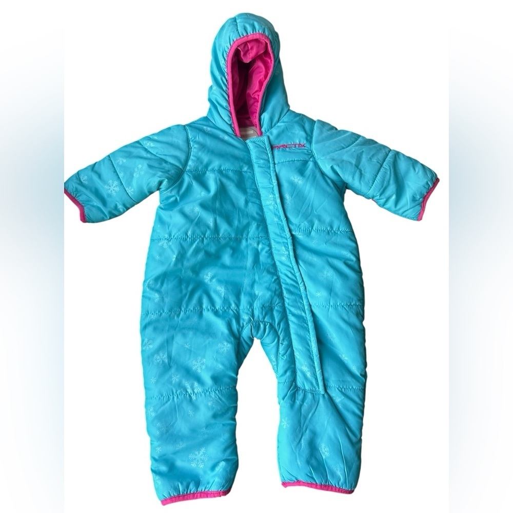 Arctix 9-12 Months Baby Toddler Girls’ Blue & Pink Hooded Bunting Snowsuit